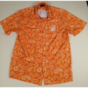 Chiliwear Orange Hawaiian Button-Up Shirt-Clemson Tigers Pocket-SZ XXL-NICE!